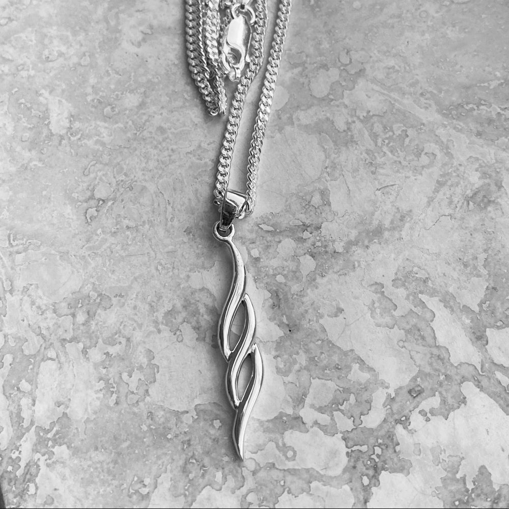 Sterling Silver Double Twist Dangle Necklace - image 5